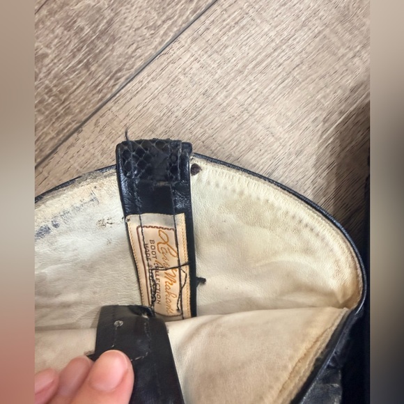 Vintage Larry Mahan 1970’s Black Python Leather Cowboy Boots Size 6.5 - Picture 7 of 10